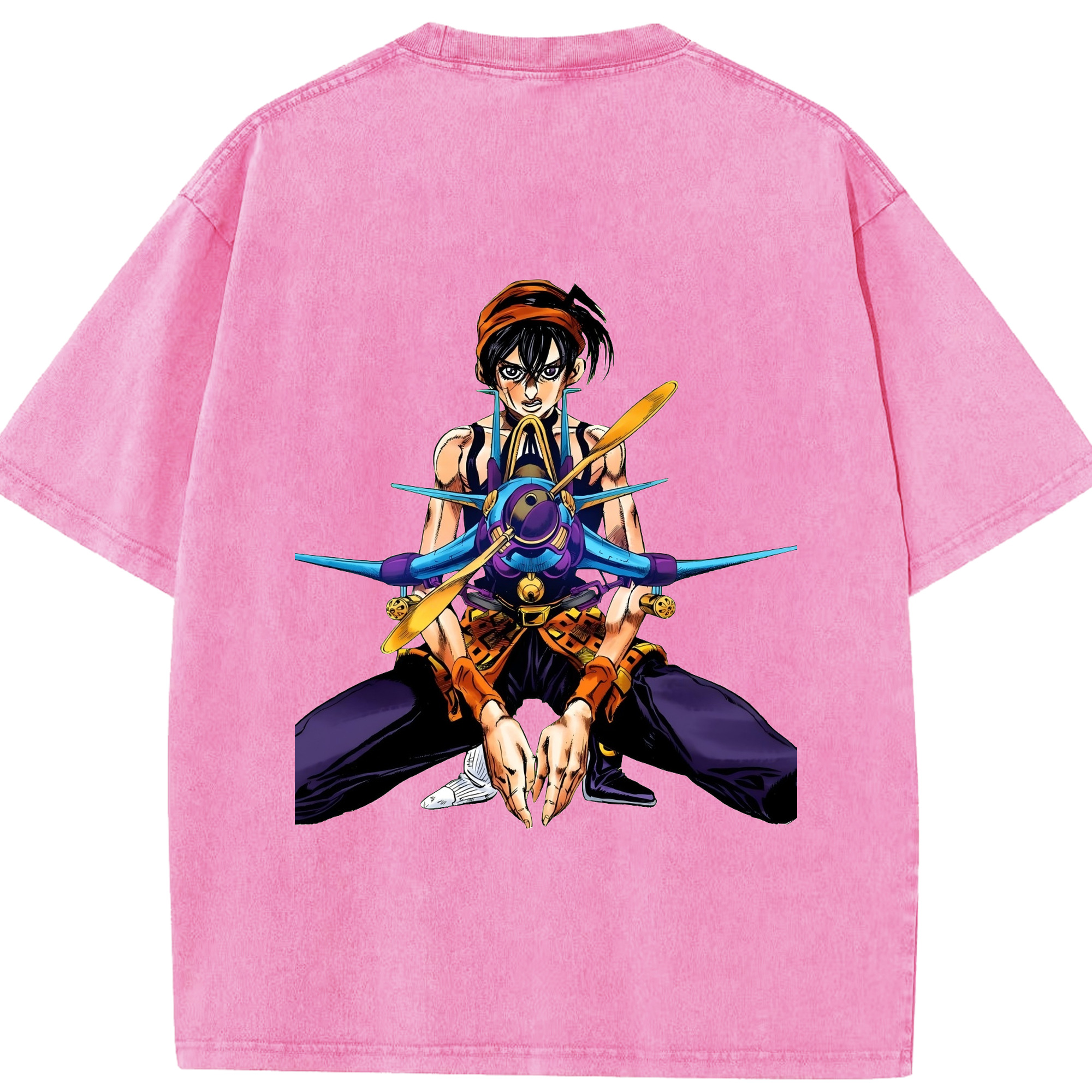（画像用） ジョジョの奇妙な冒険 ナランチャ?ギルガ JoJo's Bizarre Adventure Narancia Ghirga 綿100% ヴィンテージ風 半袖Tシャツ（背面プリント）